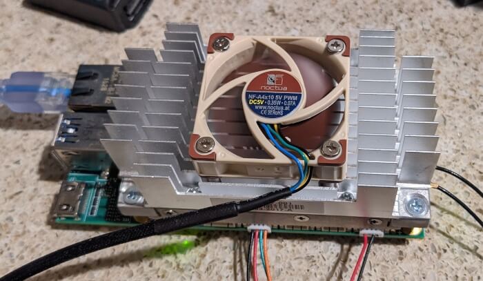 Nvidia TX2 module on a Auvidea J121 board with noctua fan in motion