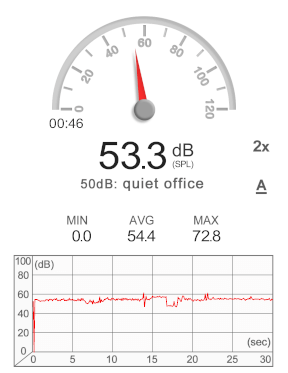 screenshot of decible meter before work