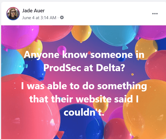 Checking with FB friends that might have contacts at Delta